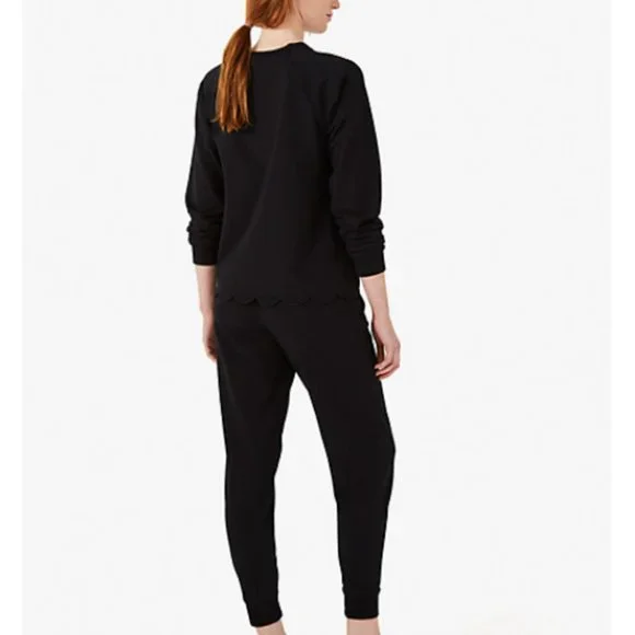 kate spade black scalloped jogger lounge set sweatshirt sweatpants size M nwt - Picture 3 of 7